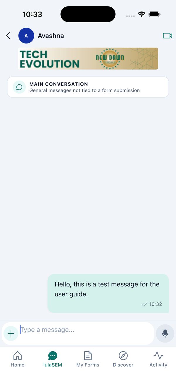 Chat list → new lulaSEM → conversation
