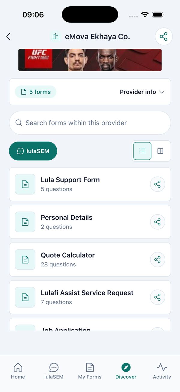 Discover and a provider page