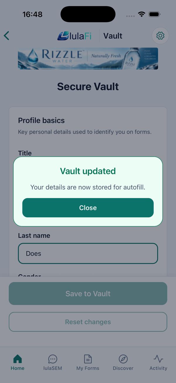 Unlock → edit your details → saved