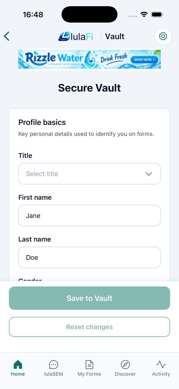 Unlock → edit your details → saved