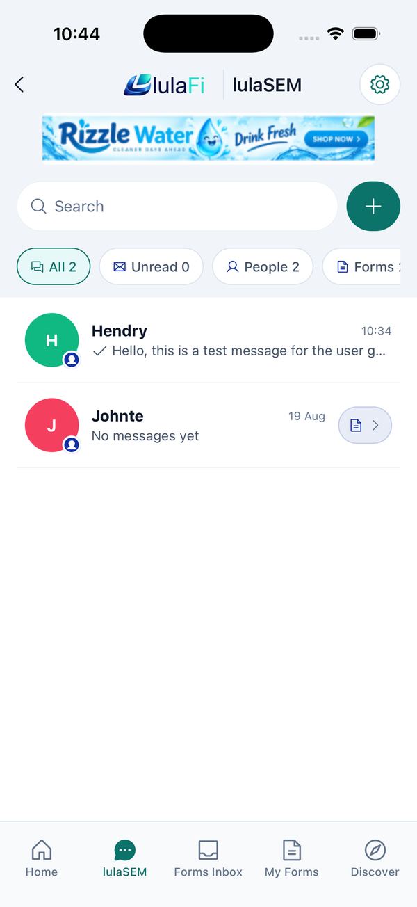 Chat list → conversation → message options