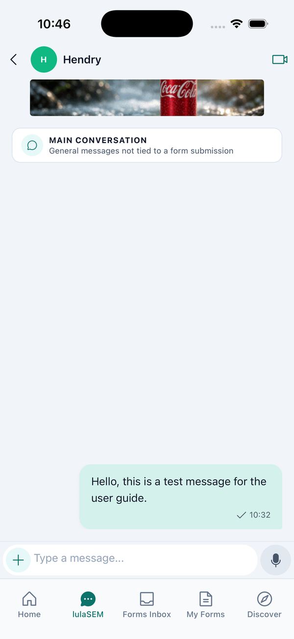 Chat list → conversation → message options