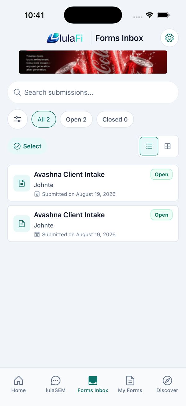 Forms Inbox → Form details → its conversation